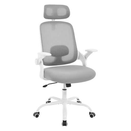 Cadeira de escritório 63,5 x 47 x 117,5 cm - encosto alto, ergonómica, confortável para trabalhar no computador e em reuniões - cinzento claro Cadeira de escritório 63,5 x 47 x 117,5 cm - encosto alto, ergonómica, confortável para trabalhar no computador e em reuniões - cinzento claro