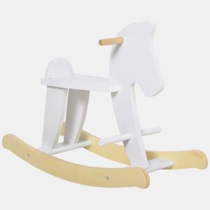 HOMCOM Cavalinho de Baloiço para Bebés, Cavalo de Baloiço em Madeira, Design Clássico e Artesanato Sólido, para Crianças dos 1 aos 3 Anos, Branco