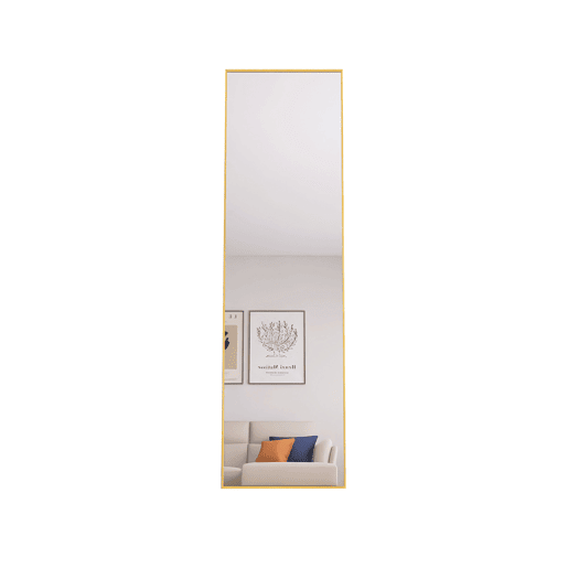 Espejo de cuerpo entero u2013 Espejo de pared de diseño minimalista u2013 Espejo rectangular de pie con marco metálico u2013 Dorado u2013 40 x 140 x 3 cm Espejo de cuerpo entero u2013 Espejo de pared de diseño minimalista u2013 Espejo rectangular de pie con marco metálico u2013 Dorado u2013 40 x 140 x 3 cm