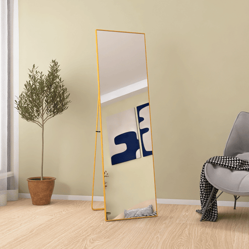 Espejo de cuerpo entero u2013 Espejo de pared de diseño minimalista u2013 Espejo rectangular de pie con marco metálico u2013 Dorado u2013 40 x 140 x 3 cm Espejo de cuerpo entero u2013 Espejo de pared de diseño minimalista u2013 Espejo rectangular de pie con marco metálico u2013 Dorado u2013 40 x 140 x 3 cm