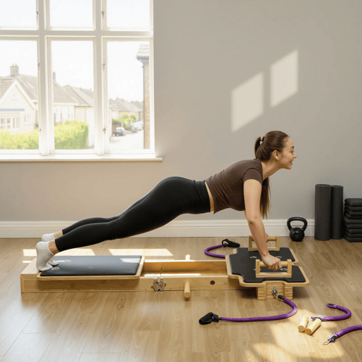 SPORTNOW Mini Reformer Pilates Mesa de Pilates com Bandas de Resistência Pegas Roda Abdominal Máquina Multifuncional para Casa e Ginásio Treino de Corpo Completo 165x80x10 cm Madeira SPORTNOW Mini Reformer Pilates Mesa de Pilates com Bandas de Resistência Pegas Roda Abdominal Máquina Multifuncional para Casa e Ginásio Treino de Corpo Completo 165x80x10 cm Madeira