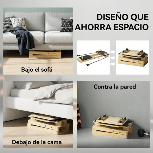 SPORTNOW Mini Reformer Pilates Mesa de Pilates com Bandas de Resistência Pegas Roda Abdominal Máquina Multifuncional para Casa e Ginásio Treino de Corpo Completo 165x80x10 cm Madeira SPORTNOW Mini Reformer Pilates Mesa de Pilates com Bandas de Resistência Pegas Roda Abdominal Máquina Multifuncional para Casa e Ginásio Treino de Corpo Completo 165x80x10 cm Madeira