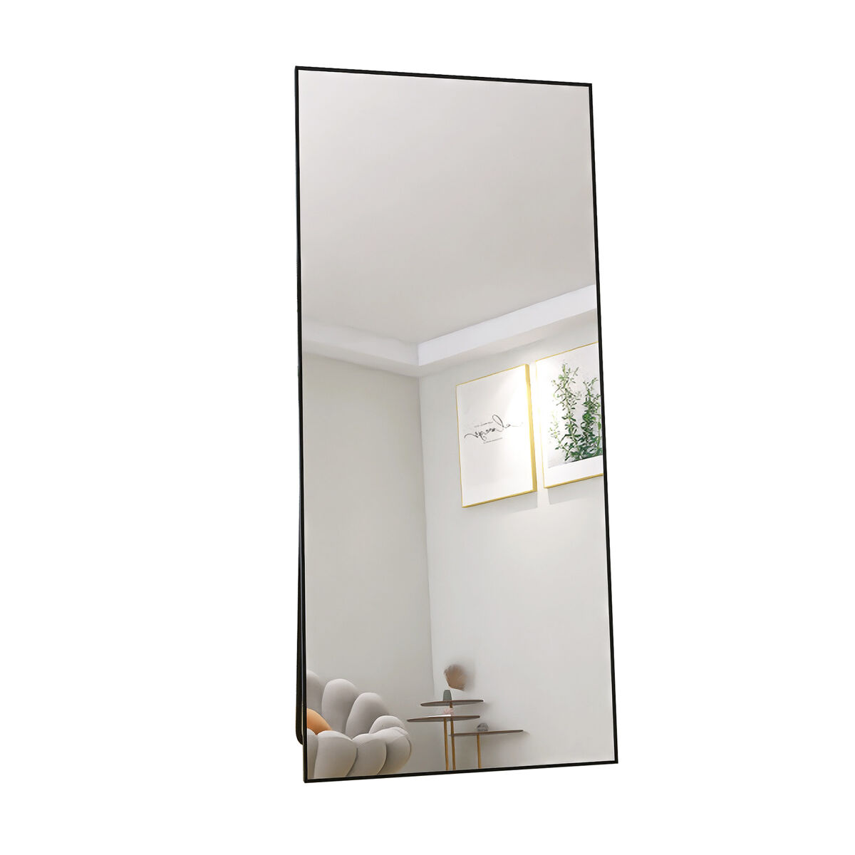 Espejo de cuerpo entero de 180 x 80 cm, espejo 3 en 1 (de pie y de pared), espejo vestidor; apto para dormitorio, sala de estar y recibidor, negro