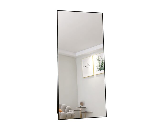 Espejo de cuerpo entero de 180 x 80 cm, espejo 3 en 1 (de pie y de pared), espejo vestidor; apto para dormitorio, sala de estar y recibidor, negro