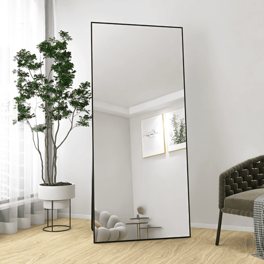 Espejo de cuerpo entero de 180 x 80 cm, espejo 3 en 1 (de pie y de pared), espejo vestidor apto para dormitorio, sala de estar y recibidor, preto