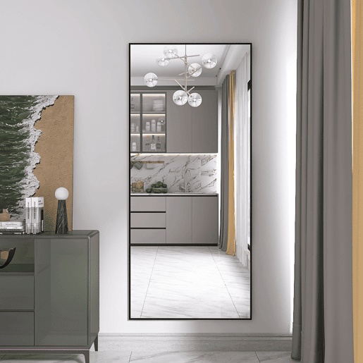Espejo de cuerpo entero de 180 x 80 cm, espejo 3 en 1 (de pie y de pared), espejo vestidor apto para dormitorio, sala de estar y recibidor, preto