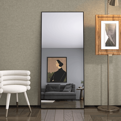 Espejo de cuerpo entero de 180 x 80 cm, espejo 3 en 1 (de pie y de pared), espejo vestidor apto para dormitorio, sala de estar y recibidor, preto