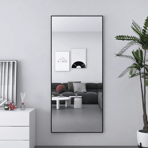 Espejo de cuerpo entero de 180 x 80 cm, espejo 3 en 1 (de pie y de pared), espejo vestidor apto para dormitorio, sala de estar y recibidor, preto