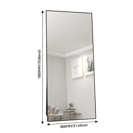 Espejo de cuerpo entero de 180 x 80 cm, espejo 3 en 1 (de pie y de pared), espejo vestidor apto para dormitorio, sala de estar y recibidor, preto