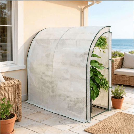 Estufa geminada 100x200x210 cm - portátil, estrutura para exterior, montagem fácil - branca Estufa geminada 100x200x210 cm - portátil, estrutura para exterior, montagem fácil - branca