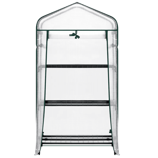 Mini-estufa 70 x 50 x 130 cm u2014 com prateleiras, rodas e porta enrolável u2014 branca