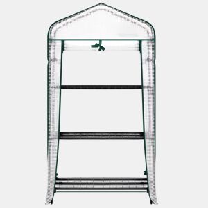 Mini-estufa 70 x 50 x 130 cm u2014 com prateleiras, rodas e porta enrolável u2014 branca