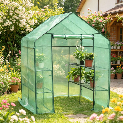 Estufa 143 x 143 x 195 cm u2014 com fecho de correr, proteção para plantas e tomates, resistente u2014 verde Estufa 143 x 143 x 195 cm u2014 com fecho de correr, proteção para plantas e tomates, resistente u2014 verde