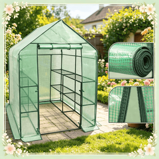 Estufa 143 x 143 x 195 cm u2014 com fecho de correr, proteção para plantas e tomates, resistente u2014 verde Estufa 143 x 143 x 195 cm u2014 com fecho de correr, proteção para plantas e tomates, resistente u2014 verde