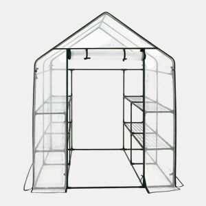 Estufa 143 x 143 x 195 cm - com fecho de correr, proteção para plantas, resistente - Branco