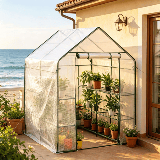 Estufa 143 x 143 x 195 cm - com fecho de correr, proteção para plantas, resistente - Branco Estufa 143 x 143 x 195 cm - com fecho de correr, proteção para plantas, resistente - Branco