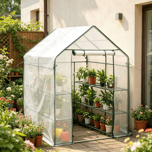 Estufa 143 x 143 x 195 cm - com fecho de correr, proteção para plantas, resistente - Branco Estufa 143 x 143 x 195 cm - com fecho de correr, proteção para plantas, resistente - Branco