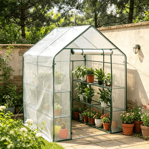 Estufa 143 x 143 x 195 cm - com fecho de correr, proteção para plantas, resistente - Branco Estufa 143 x 143 x 195 cm - com fecho de correr, proteção para plantas, resistente - Branco