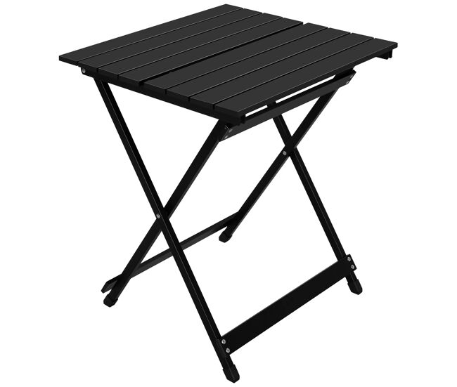 Mesa auxiliar exterior 47x50,5x59,5 cm - plegable para balcón y camping - negro