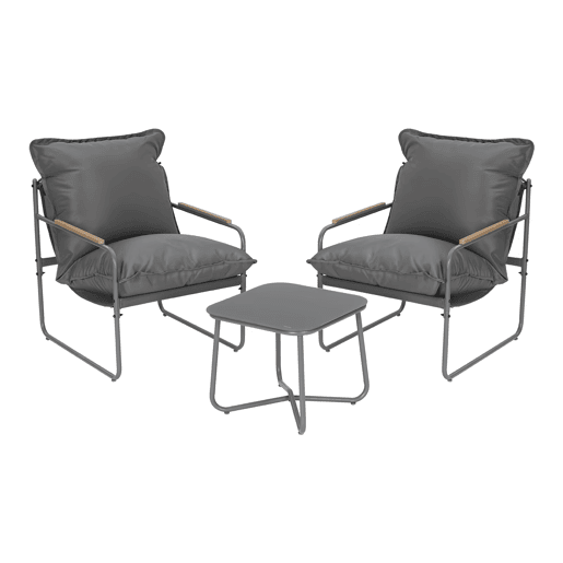 Conjunto de mobiliário de jardim + - Conjunto de exterior para varanda e terraço - Cinzento
