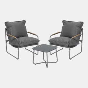 Conjunto de mobiliário de jardim + - Conjunto de exterior para varanda e terraço - Cinzento
