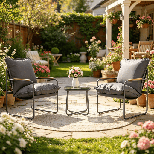 Conjunto de mobiliário de jardim + - Conjunto de exterior para varanda e terraço - Cinzento