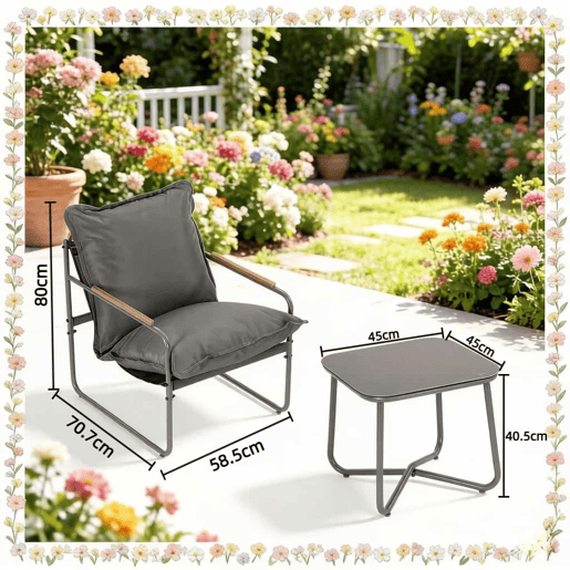 Conjunto de mobiliário de jardim + - Conjunto de exterior para varanda e terraço - Cinzento