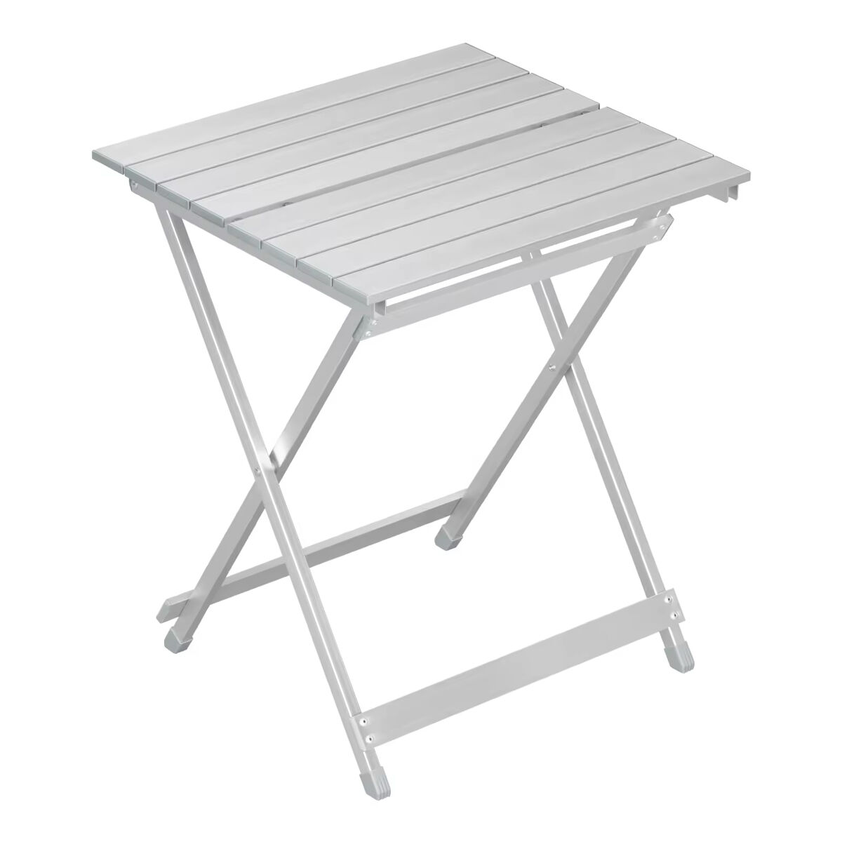 Mesa auxiliar exterior 47x50,5x59,5 cm - plegable para balcón y camping - plata