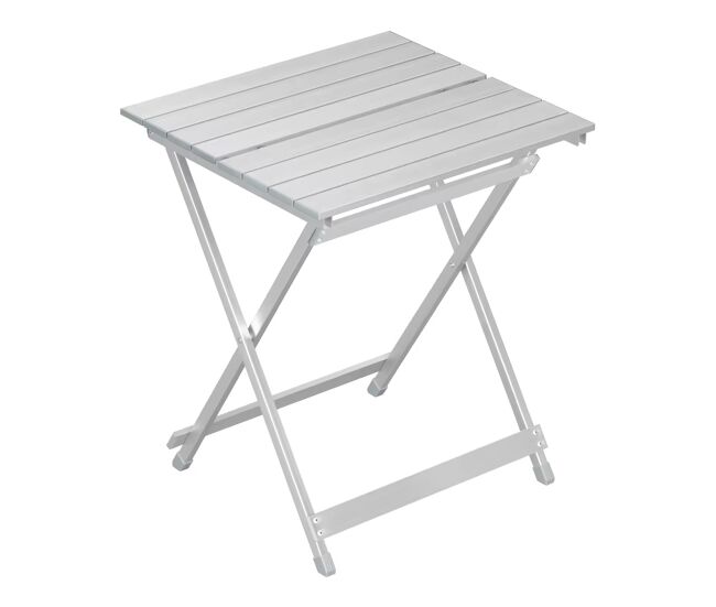 Mesa auxiliar exterior 47x50,5x59,5 cm - plegable para balcón y camping - plata