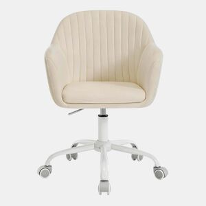 Cadeira de escritório padrão u2014 elegante, com encosto, design moderno u2014 branco creme