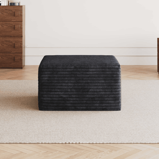 Apoio para os pés de 65 cm - estofado moderno e confortável - Preto Apoio para os pés de 65 cm - estofado moderno e confortável - Preto