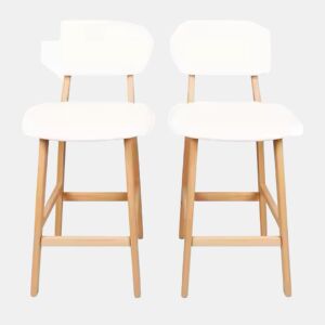 Bancos de bar de 43 cm - Conjunto de 2, almofadados e estáveis, com um design elegante - Branco