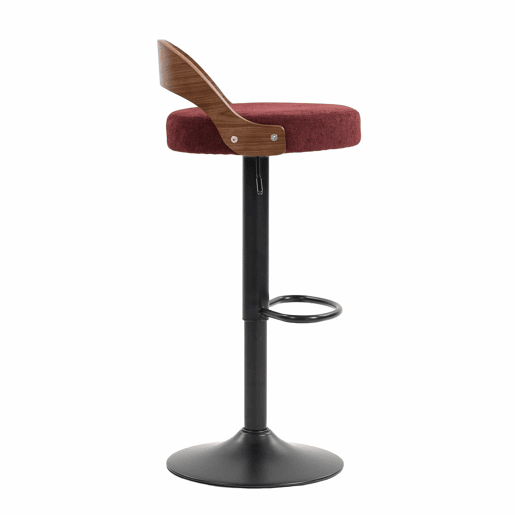 Bancos de bar (conjunto de 2 unidades) giratórios a 360° - encosto em madeira de nogueira preta, assento em PU, altura regulável, adequados para cozinha, restaurante e bar - vermelho vinho Bancos de bar (conjunto de 2 unidades) giratórios a 360° - encosto em madeira de nogueira preta, assento em PU, altura regulável, adequados para cozinha, restaurante e bar - vermelho vinho