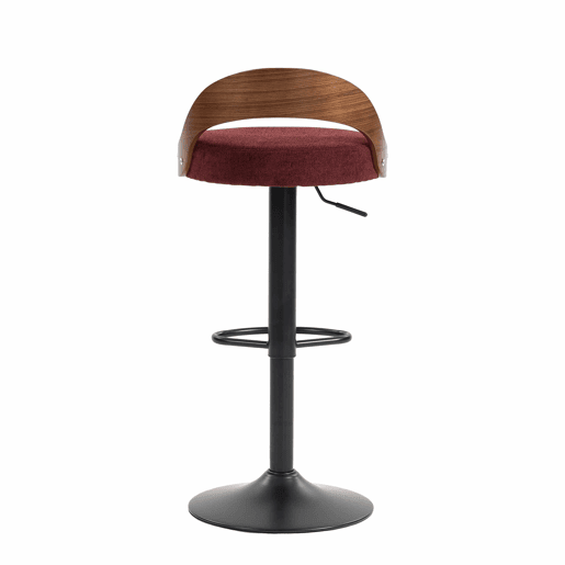 Bancos de bar (conjunto de 2 unidades) giratórios a 360° - encosto em madeira de nogueira preta, assento em PU, altura regulável, adequados para cozinha, restaurante e bar - vermelho vinho Bancos de bar (conjunto de 2 unidades) giratórios a 360° - encosto em madeira de nogueira preta, assento em PU, altura regulável, adequados para cozinha, restaurante e bar - vermelho vinho