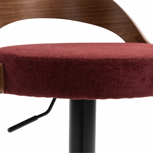 Bancos de bar (conjunto de 2 unidades) giratórios a 360° - encosto em madeira de nogueira preta, assento em PU, altura regulável, adequados para cozinha, restaurante e bar - vermelho vinho Bancos de bar (conjunto de 2 unidades) giratórios a 360° - encosto em madeira de nogueira preta, assento em PU, altura regulável, adequados para cozinha, restaurante e bar - vermelho vinho