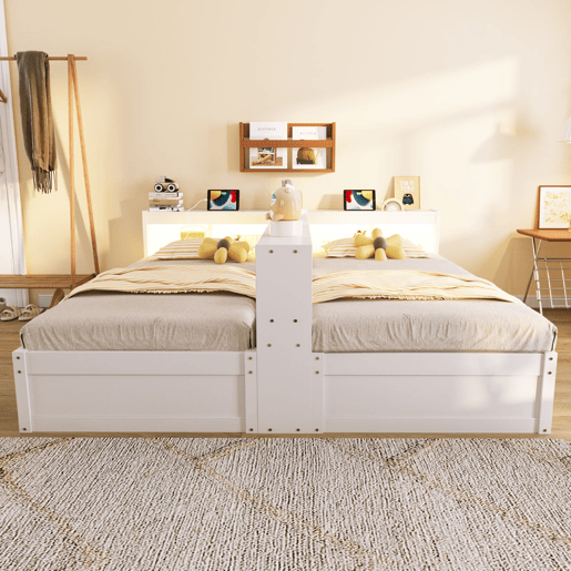 Sofá-cama 90180 × 200 cm - Com tomada europeia, compartimentos de arrumação, luz LED, mecanismo hidráulico, cama multifuncional - Branco