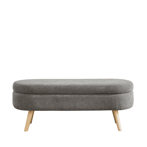 Banco com arrumação de 110 cm - moderno com estofo em chenille - cinzento Banco com arrumação de 110 cm - moderno com estofo em chenille - cinzento