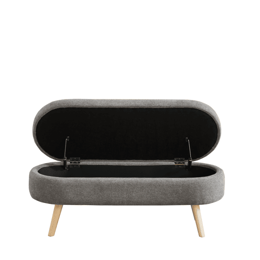 Banco com arrumação de 110 cm - moderno com estofo em chenille - cinzento Banco com arrumação de 110 cm - moderno com estofo em chenille - cinzento