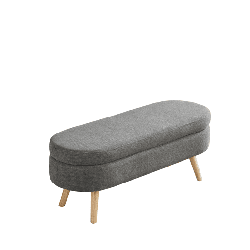 Banco com arrumação de 110 cm - moderno com estofo em chenille - cinzento Banco com arrumação de 110 cm - moderno com estofo em chenille - cinzento