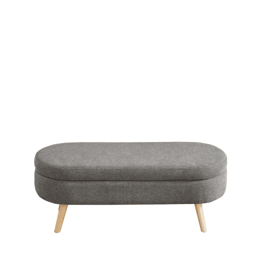 Banco com arrumação de 110 cm - moderno com estofo em chenille - cinzento Banco com arrumação de 110 cm - moderno com estofo em chenille - cinzento