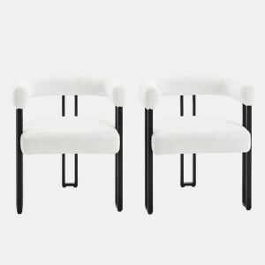 Conjunto de 2 cadeiras de jantar - encosto integrado com braços, cadeira confortável e multifuncional para sala de estar, café e quarto - creme