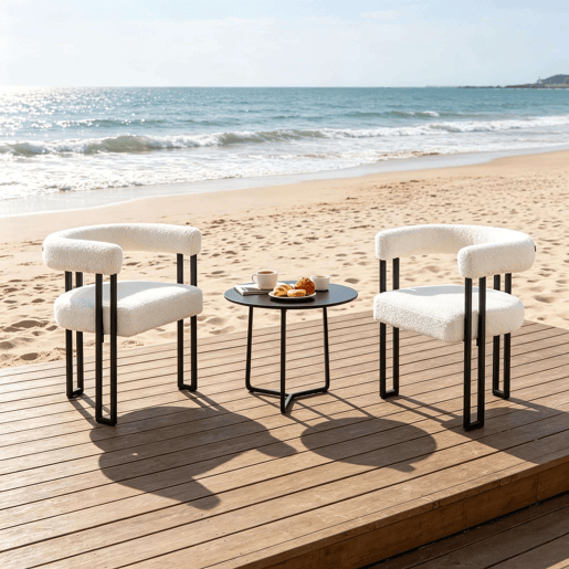 Conjunto de 2 cadeiras de jantar - encosto integrado com braços, cadeira confortável e multifuncional para sala de estar, café e quarto - creme Conjunto de 2 cadeiras de jantar - encosto integrado com braços, cadeira confortável e multifuncional para sala de estar, café e quarto - creme
