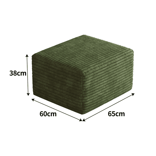 Puf decorativo 65x60x38 cm - assento almofadado em veludo com enchimento de espuma, estilo moderno - Verde