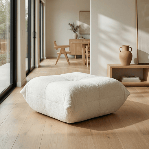 Pufe para sofá - combina com todos os estilos de sofá, estilo Togo, moderno e elegante - bege