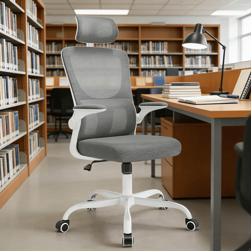 Cadeira de escritório 67,5 x 62 x 123,5 cm - encosto alto, ergonómica, respirável, com rodas - Cinza Cadeira de escritório 67,5 x 62 x 123,5 cm - encosto alto, ergonómica, respirável, com rodas - Cinza
