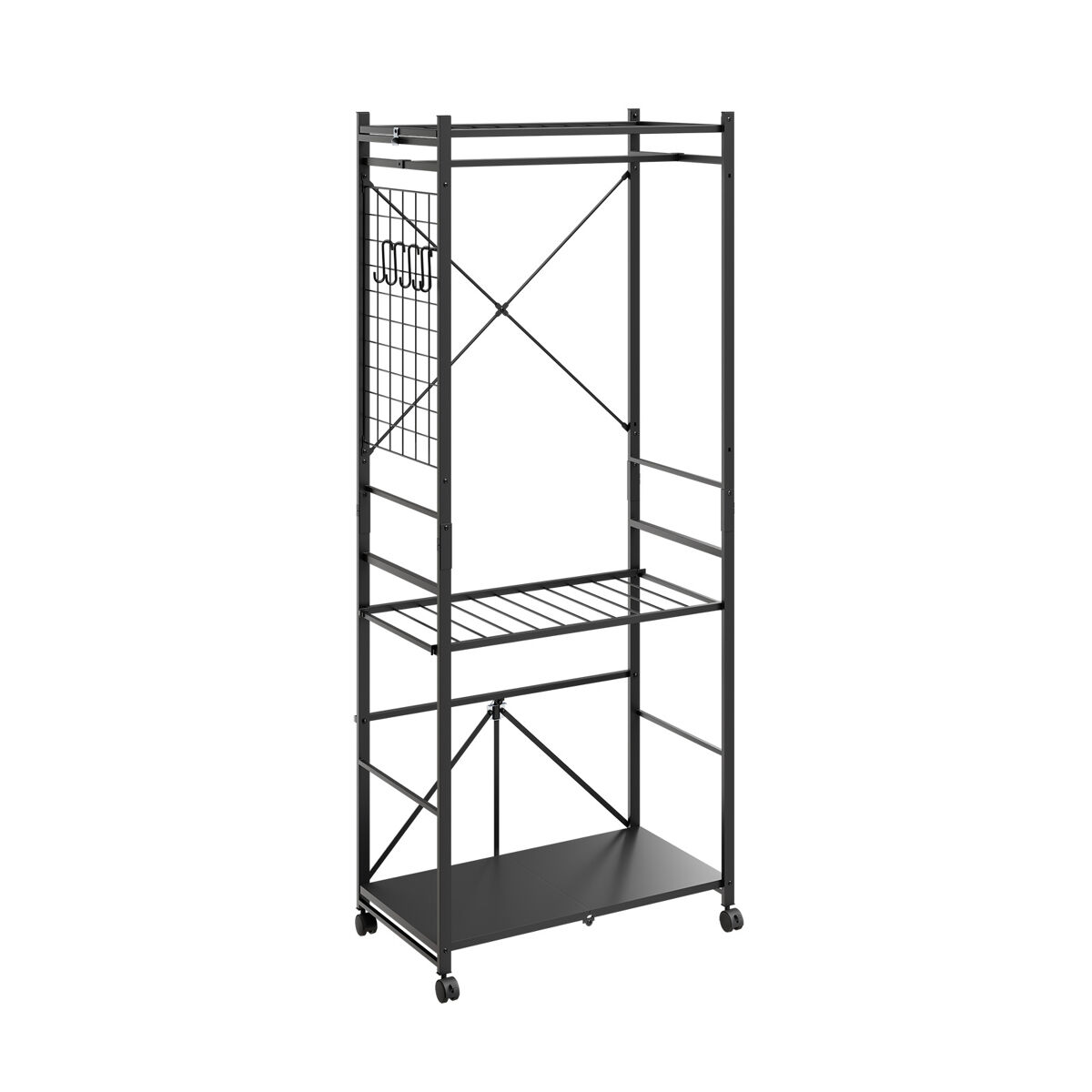 Sobuy perchero de pie salvaspacio con ruedas kls22-sch | negro | 70×38.5×175 cm | acero pintado