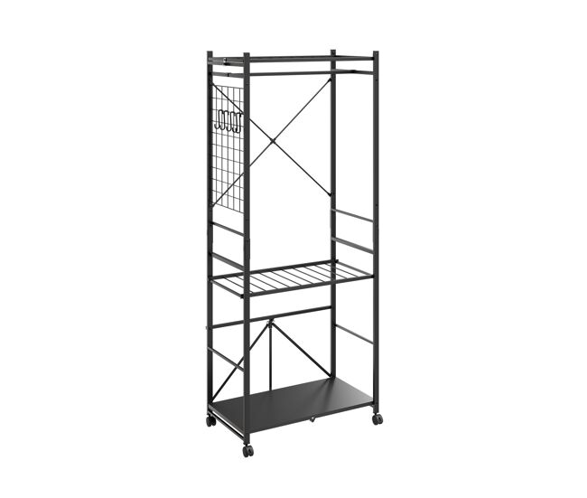 Sobuy perchero de pie salvaspacio con ruedas kls22-sch | negro | 70×38.5×175 cm | acero pintado
