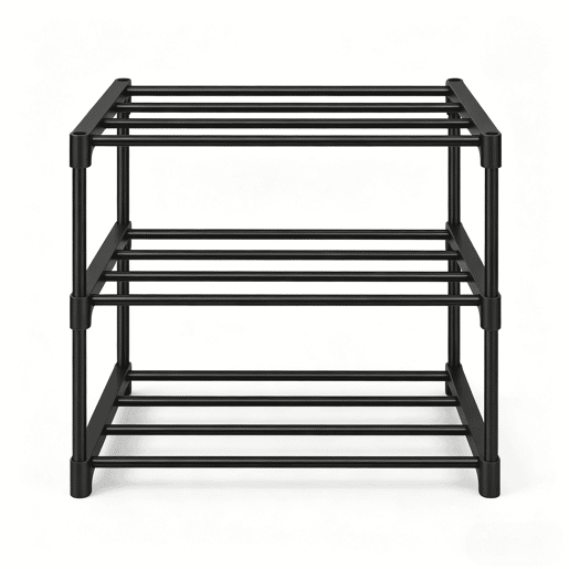 Sapateira de 42 cm - Estante aberta independente, organizador de sapatos - Preto