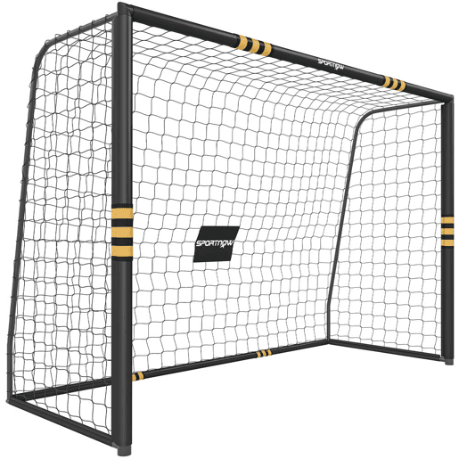 SPORTNOW Baliza de Futebol para Jardim com Rede, Estacas de Solo, Proteção Acolchoada EPE e Estrutura Metálica, Montagem Fácil, InteriorExterior, 300x120x200 cm, Preto e Amarelo