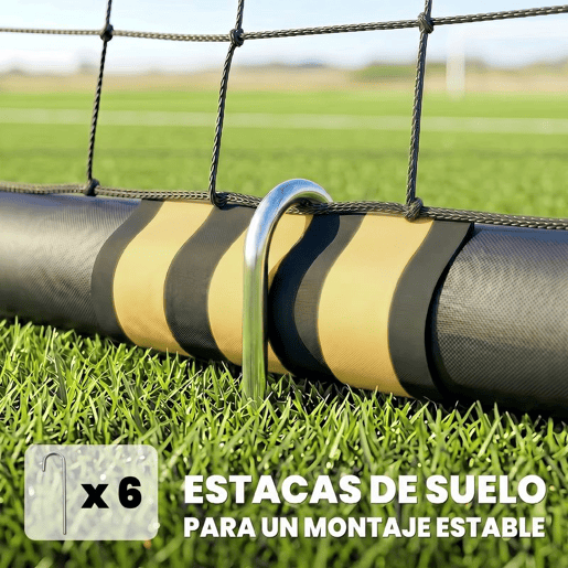 SPORTNOW Baliza de Futebol para Jardim com Rede, Estacas de Solo, Acolchoamento EPE e Estrutura Metálica, Montagem Fácil, para Interior e Exterior, 240x85x160 cm, Preto e Amarelo